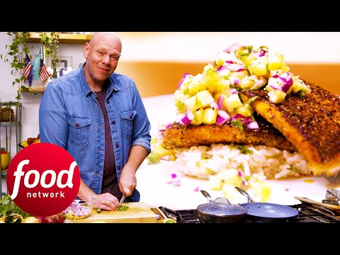 Tom Prepares Blackened Fish With Coconut Rice And Pineapple Salsa | Tom Kerridge’s American Feast