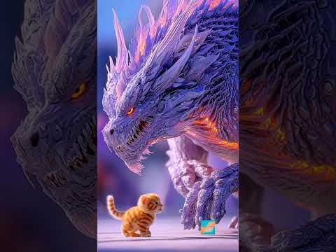 Cat and Dragon | Timid Dragon Vs Dangerous Dragon #Shorts #cute #cat #story