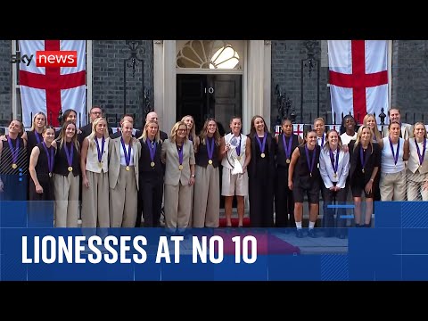 Jubilant Lionesses at Downing Street after winning Euros