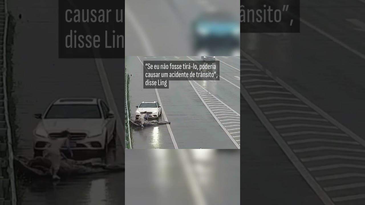 Mulher para carro no meio da chuva, retira toldo de avenida na China e é recompensada em dinheiro