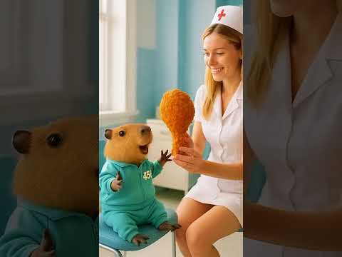 Capybara và mèo béo cùng làm bỏng ngô và cái kết #funny #squidgame #capybara