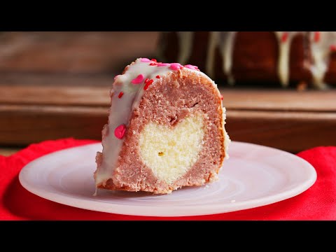 Hidden Heart Strawberry Bundt Cake ? Tasty