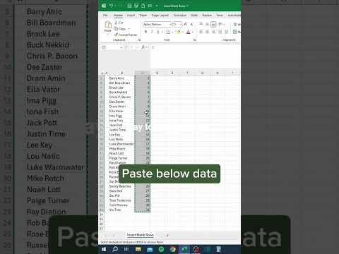 Insert Blank Row in Ms Excel #excel #exceltips #trending #vairal #tips #shorts #msoffice