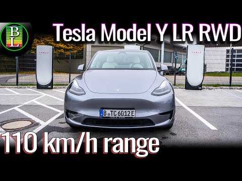 Tesla Model Y LongRange RWD - 110 km/h (68 mph) range test