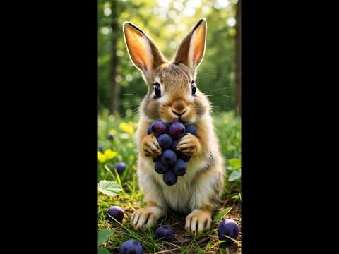 The bunny eating grapes is so cute. Cute pet debut plan. Rabbit. Pastoral cute pet.1