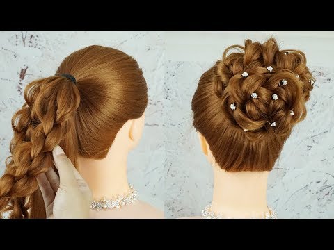Simple High Bun Hairstyles For Long Hair | Elegant Prom Updo Hairstyles | Easy Wedding Hairstyle