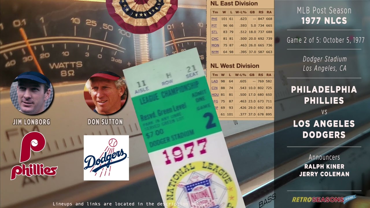 1977 NLCS G2 - Philadelphia Phillies vs Los Angeles Dodgers - Radio Broadcast video clip