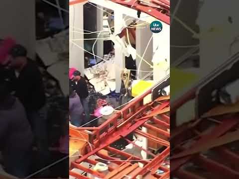 Severe storms and reported tornadoes in Oklahoma ripped roofs off buildings #itvnews