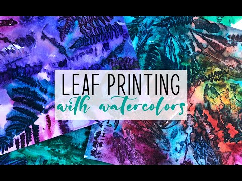 leaf printing with watercolors