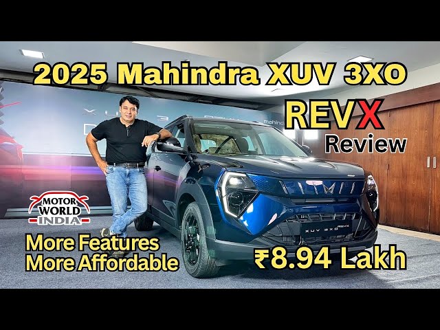 #mahindra #xuv #3xo #revx 

Mahindra has launched the 2025 XUV 3XO REVX lineup to its existing range with prices starting at ₹8.94 Lakh making this the most accessible yet feature loaded model on its lineup. Available in M, M Option and A trims the REVX is the one to go for if you want to save some money yet get a good feature loaded XUV 3XO
Here’s our first look review getting you all on the 2025 Mahindra XUV 3XO