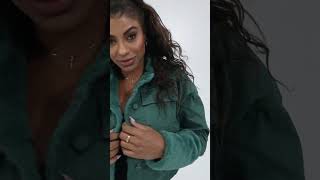 Jaqueta Feminina Cropped Sarja Collors Forrada Esmeralda