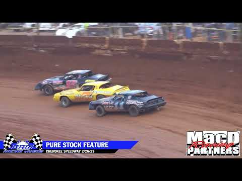 Pure Stock Feature - Cherokee Speedway 2/26/23 - dirt track racing video image