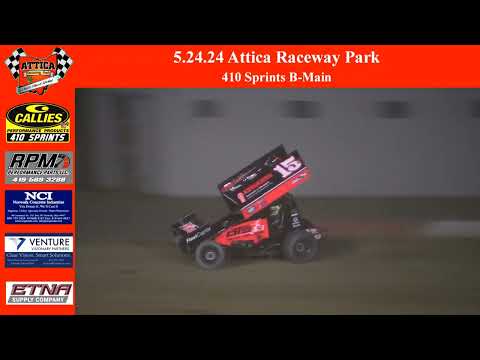 5.24.24 Attica Raceway Park 410 Sprints B-Main - dirt track racing video image