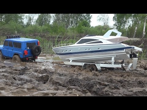 СПУСК ЛОДКИ С ПРИЦЕПА. ПРЕОДОЛЕВАЕМ ГРЯЗЕМЕС!... RC MUDDING BLUAZ AND BOAT - UCX2-frpuBe3e99K7lDQxT7Q