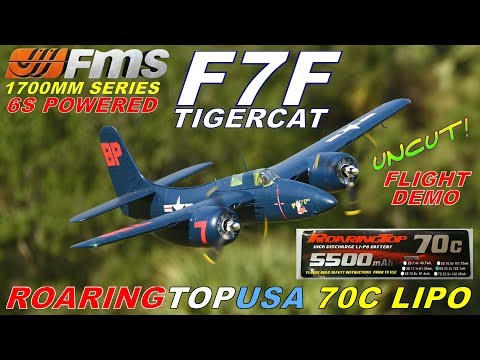 FMS F7F TIGERCAT 1700mm 550KV MOTOR & ROARING TOP USA 70c LIPO DEMO By: RCINFORMER - UCdnuf9CA6I-2wAcC90xODrQ