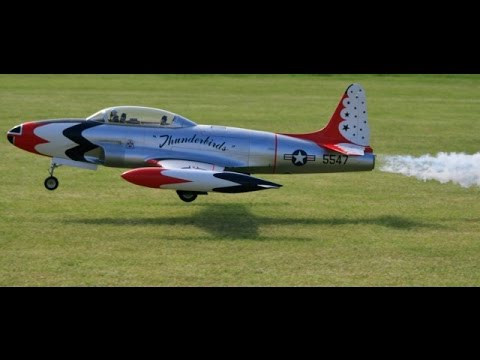 LARGE SCALE LOCKHEED T-33 SHOOTING STAR "THUNDERBIRDS" ONBOARD CAMS - HEADCORN RC MODEL SHOW - 2014 - UCMQ5IpqQ9PoRKKJI2HkUxEw