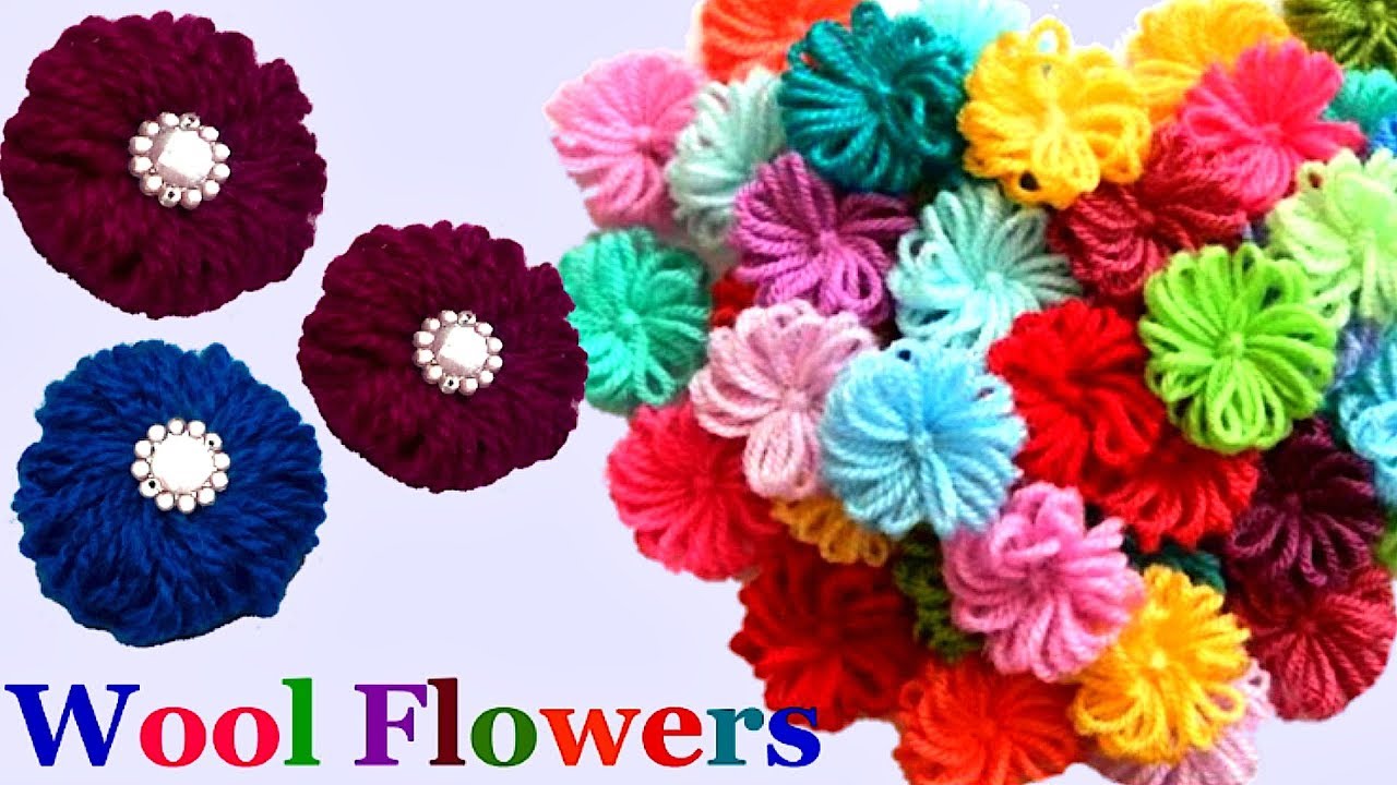 how to make woolen flowers step by step