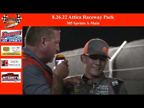 8.26.22 Attica Raceway Park 305 Sprints A-Main - dirt track racing video image