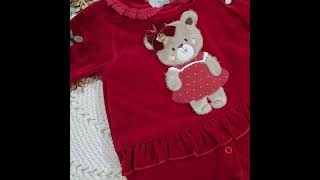Macacão Bebê menina com pala ursinhas na cor vermelha