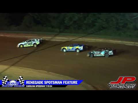 Renegade Sportsman Feature - Carolina Speedway 7/5/24 - dirt track racing video image