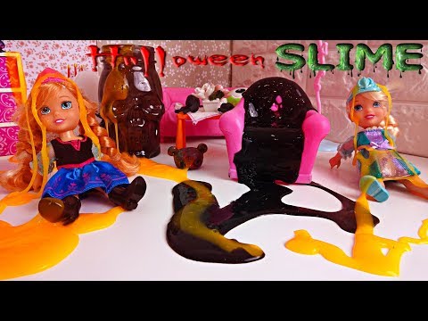 Elsa and Anna toddlers play with Halloween slime - UCB5mq0ucfGe9dNCIC0s41QQ
