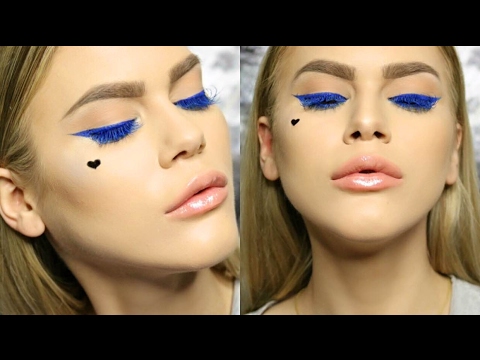 GRWM | BOLD BLUE WINGED LINER & MASCARA, NUDE LIPS & CHEEKY HEART - UC1hRZ1KfapKdPRlISQDRlNA