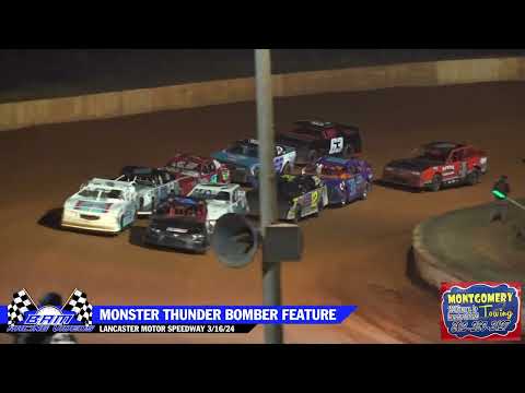 Monster Thunder Bomber Feature - Lancaster Motor Speedway 3/16/24 - dirt track racing video image