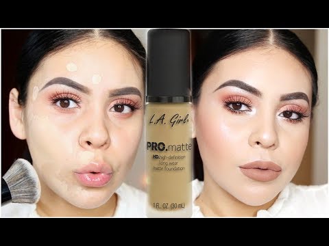 NEW LA GIRL PRO MATTE FOUNDATION | FIRST IMPRESSION + REVIEW | JuicyJas - UCqTR5f7YkGro3cPv23SqcqQ