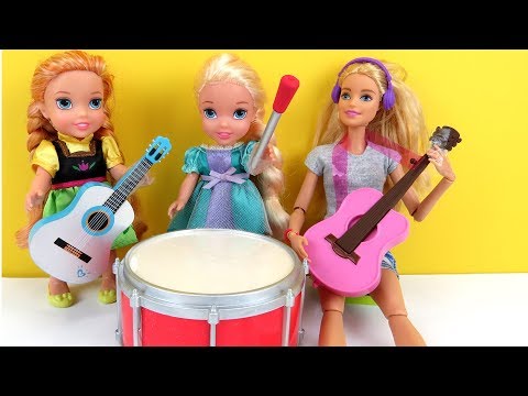 MUSIC class ! Elsa and Anna toddlers play musical instruments at school with teacher Barbie - UCQ00zWTLrgRQJUb8MHQg21A