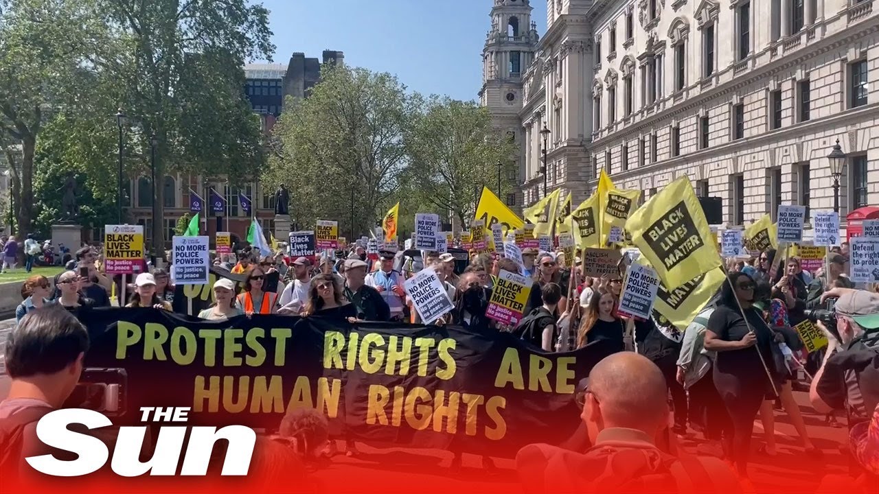Demonstrators condemn ‘draconian’ protest laws in Not My Bill protest in London