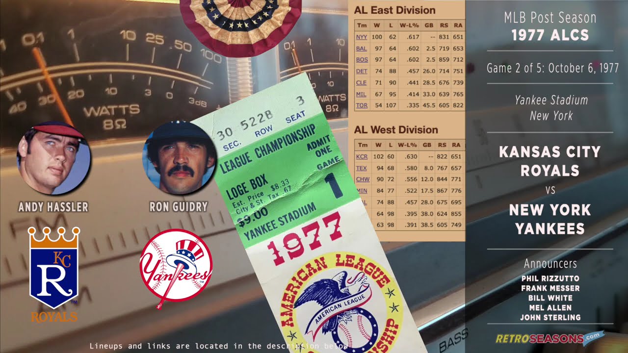 1977 ALCS G2 - Kansas City Royals vs New York Yankees - Radio Broadcast video clip