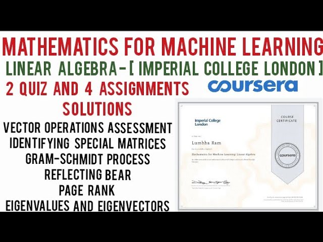 Linear Algebra for Machine Learning: Coursera
