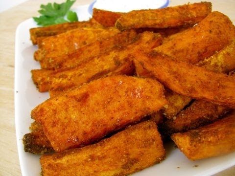 Easy - Baked Sweet Potato Wedges Recipe with Garlic Dipping Sauce - UCj0V0aG4LcdHmdPJ7aTtSCQ
