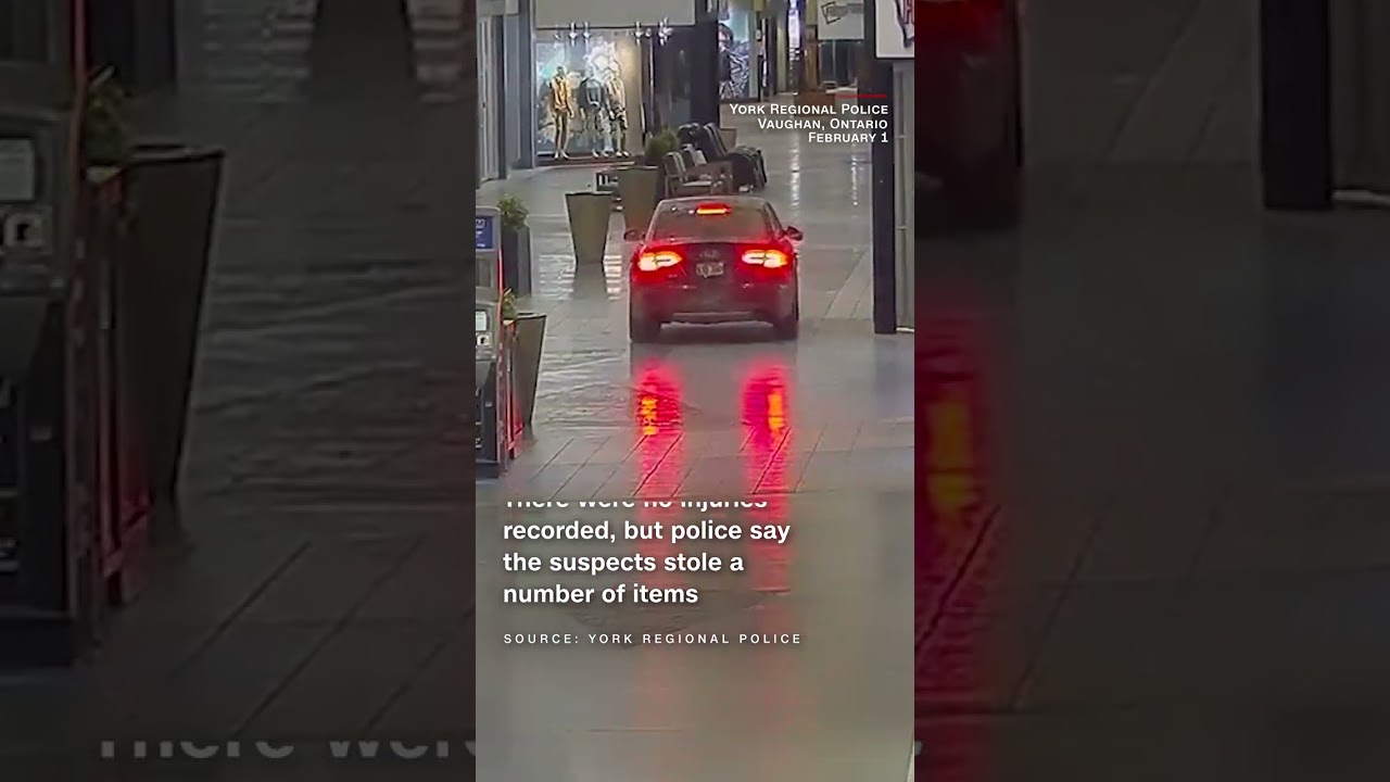 Suspects smash car through mall