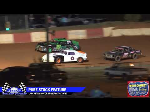 Pure Stock Feature - Lancaster Motor Speedway 4/16/22 - dirt track racing video image