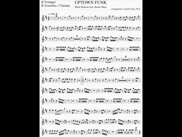Uptow Funk by Bruno Mars: Clarinet Music Sheet