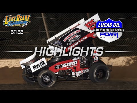 6.11.22 Lucas Oil POWRi 410 Wing Outlaw Sprint Car League at Lake Ozark Speedway Highlights - dirt track racing video image