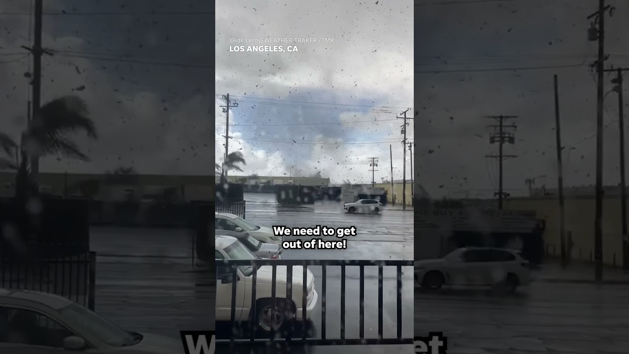 Tornado rips roofs off buildings, destroys cars in Montebello, California #Shorts