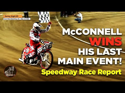 Shawn McConnell WINS his last MAIN EVENT! Costa Mesa Speedway #speedwaygp #racing #livinglegend - dirt track racing video image