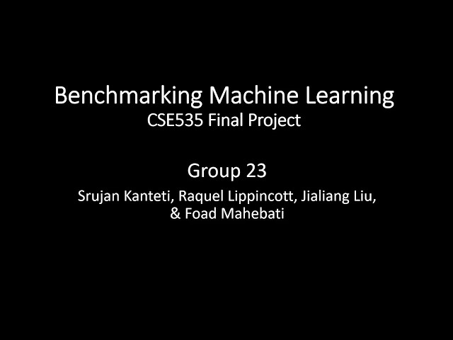 Benchmarking Machine Learning Models