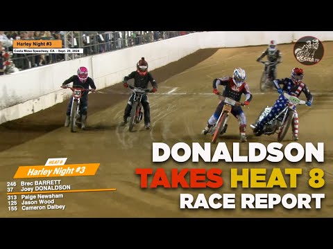 Division 2! Donaldson takes Heat 8! Harley Night 3. #racereport #speedwayracing #xsratv - dirt track racing video image