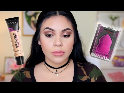 NEW L'OREAL INFALLIBLE TOTAL COVER FOUNDATION FIRST IMPRESSIONS REVIEW + DEMO | JuicyJas - UCqTR5f7YkGro3cPv23SqcqQ