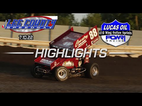 7.10.22 Lucas Oil POWRi 410 Wing Outlaw Sprint League Highlights from Lee County Speedway - dirt track racing video image
