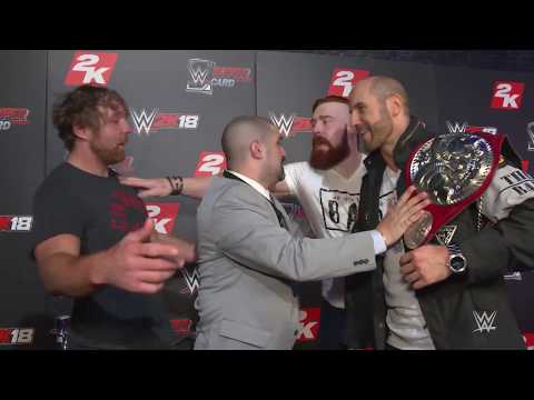 Dean Ambrose & Seth Rollins nearly brawl with Sheamus & Cesaro at WWE 2K18 event - UCJ5v_MCY6GNUBTO8-D3XoAg