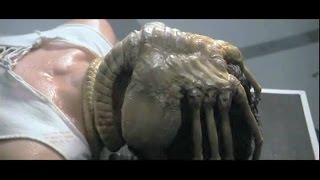 Alien (film HD, 1979) - First encounter with the creature - 'Alien Kiss'