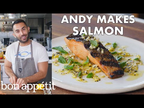 Andy Makes Grilled Salmon with Lemon Sauce | From the Test Kitchen | Bon Appétit - UCbpMy0Fg74eXXkvxJrtEn3w