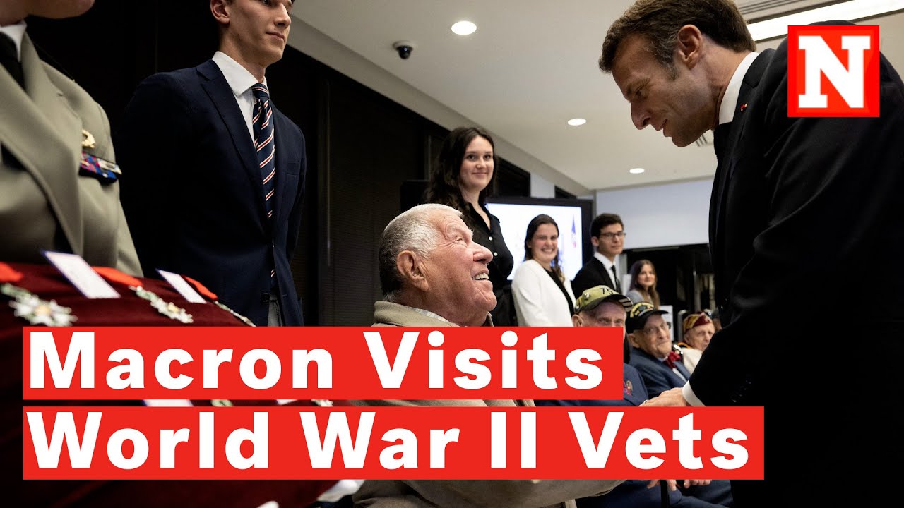 French President Macron Visits World War II Veterans During U.S. Trip