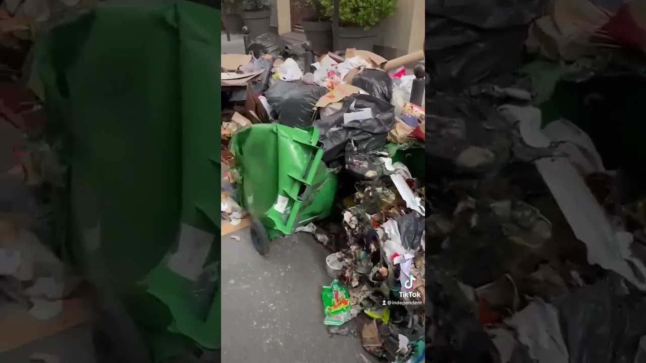 Rubbish piles high in Paris as bin workers continue strike 🚮 🇫🇷 #shorts