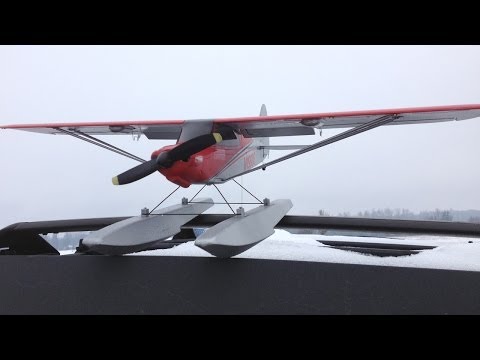 E-Flite UMX Carbon Cub SS BNF RC Plane with AS3X Technology Taking Off and Landing on Floats in Snow - UCJ5YzMVKEcFBUk1llIAqK3A