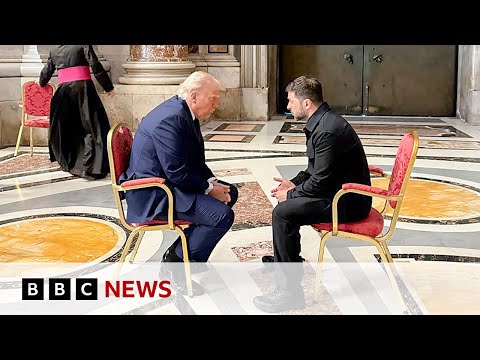 Ukrainian President Zelensky and US President Trump meet inside St Peter's Basilica | BBC News